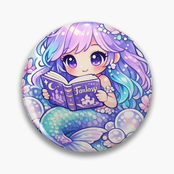 Item preview, Reading Mermaid Sticker Kawaii Fantasy Book Lover Aesthetic for Readers & Ocean Dreamers designed and sold by CutePrintCorner.