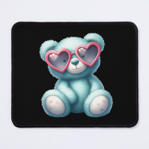 Item preview, Cute Turquoise Teddy Bear with Pink Heart Shaped Sunglasses  designed and sold by SweetLilith.