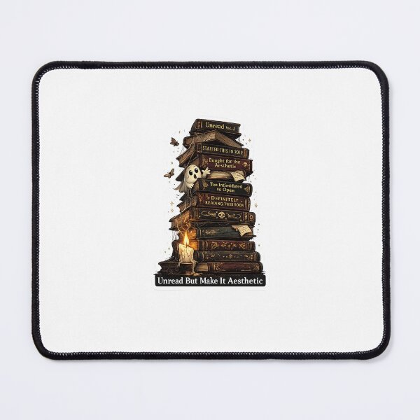 Item preview, Unread But Make It Aesthetic Gothic Book Stack Sticker — Dark Academia Funny Bookworm Sticker designed and sold by tammss.stickers.