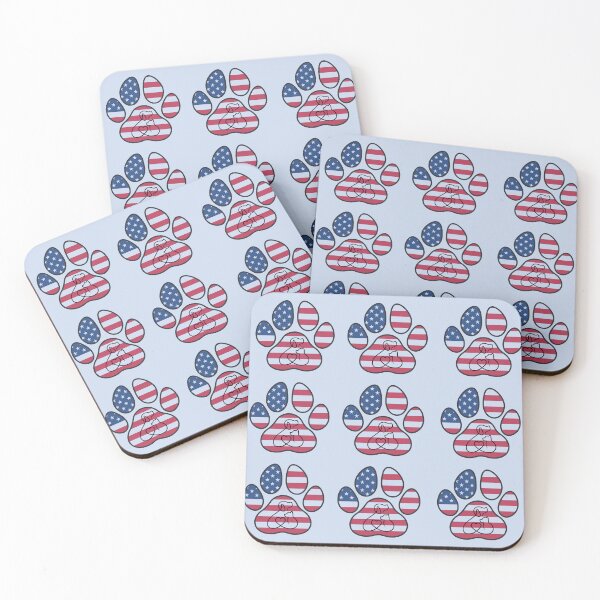 Item preview, Dog, cat, heart, patriotic paw print wallpaper designed and sold by Doodles Down South.
