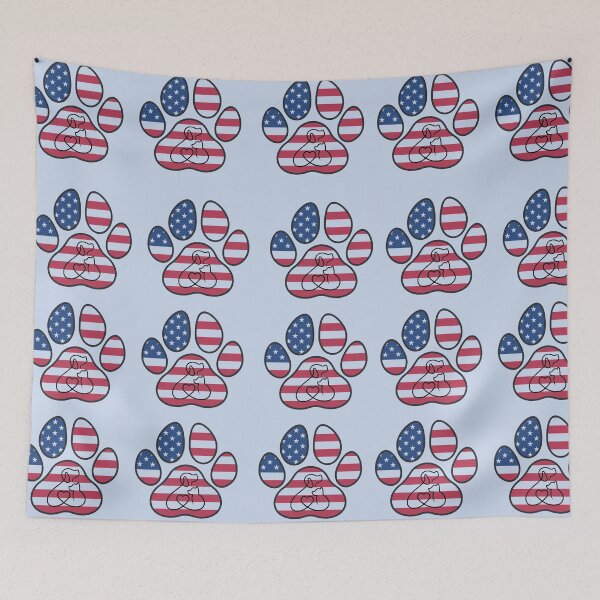 Item preview, Dog, cat, heart, patriotic paw print wallpaper designed and sold by Doodles Down South.