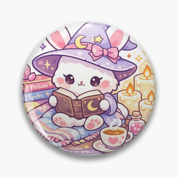 Item preview, Witch Reading Bunny Sticker Kawaii Fantasy Book Lover Aesthetic for Cozy Readers & Fantasy Fans designed and sold by CutePrintCorner.