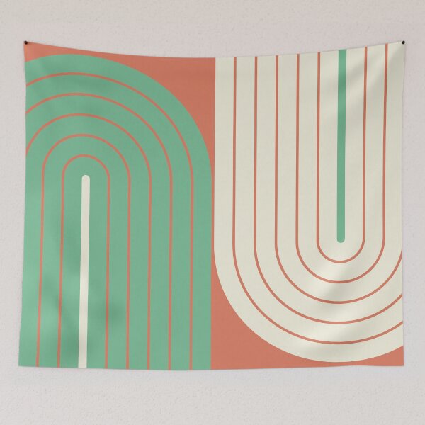 Item preview, Arch and Line Minimalist Boho Warm Terracotta and Cream Geometric Art designed and sold by nineFlorals.