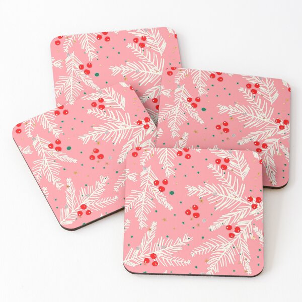 Item preview, Christmas Snowy Branches And Red Berries Pink Pattern designed and sold by DEC02.