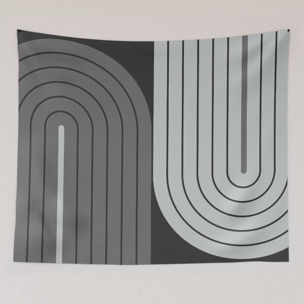 Item preview, Arch and Line Minimalist Modern Monochrome Charcoal Geometric Art designed and sold by nineFlorals.