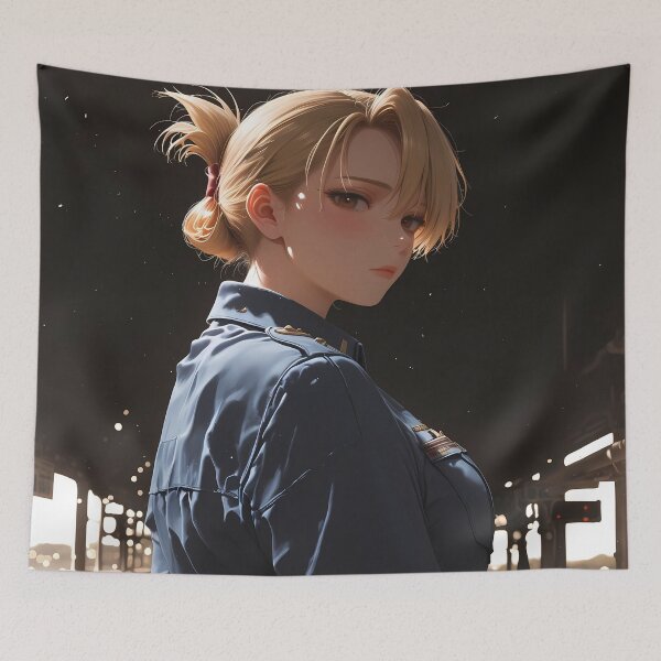 Item preview, Riza Hawkeye Fullmetal Alchemist Golden Light Blue Outfit Glance designed and sold by B5fivemerch.