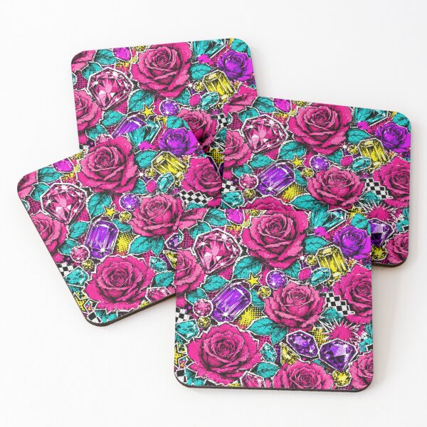 Item preview, Colorful Pop Art Roses and Jewels Floral Print designed and sold by BeJolley.