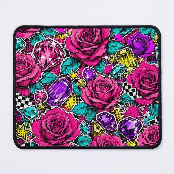 Item preview, Colorful Pop Art Roses and Jewels Floral Print designed and sold by BeJolley.