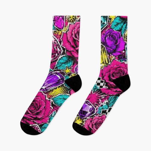 Item preview, Colorful Pop Art Roses and Jewels Floral Print designed and sold by BeJolley.