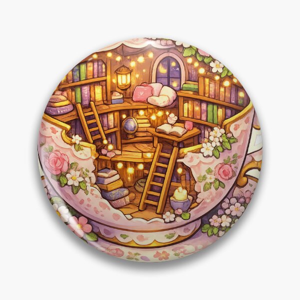 Item preview, Secret Teacup Library Sticker Kawaii Fantasy Book Lover Aesthetic for Readers & Cottagecore Fans designed and sold by CutePrintCorner.