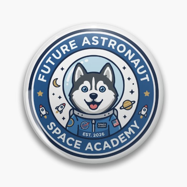 Item preview, Future ASTRONAUT Cute Puppy Badge – Back to School Siberian Husky designed and sold by The Real Life Symphony.