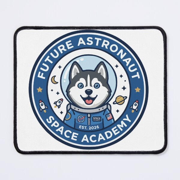 Item preview, Future ASTRONAUT Cute Puppy Badge – Back to School Siberian Husky designed and sold by The Real Life Symphony.
