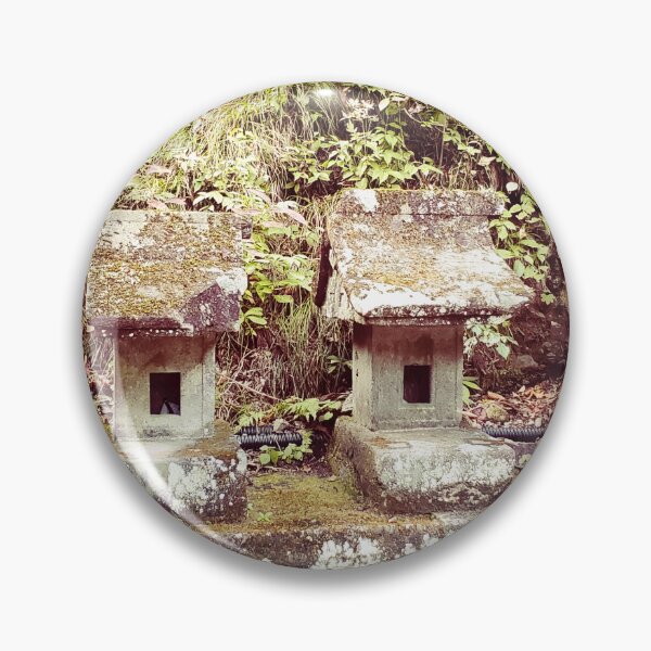 Item preview, Mossy Stone Lanterns Poster - Ancient Japanese Shrine in Forest, Wabi Sabi Photography Print designed and sold by Wa-iro Studio.