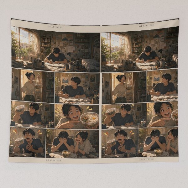 Item preview, Student Life Cozy Reading Room Comic Print designed and sold by Grafititee.