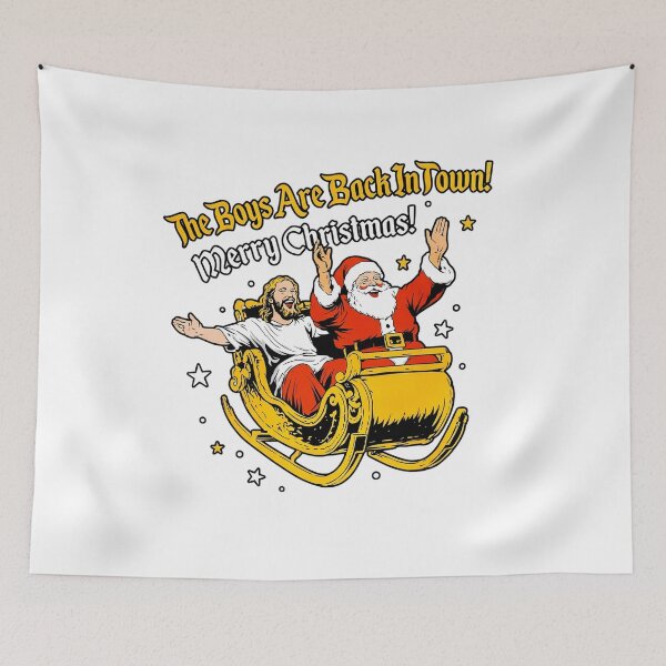 Item preview, Jesus And Santa Claus The Boys Are Back In A Town designed and sold by ILoveWeedLive.