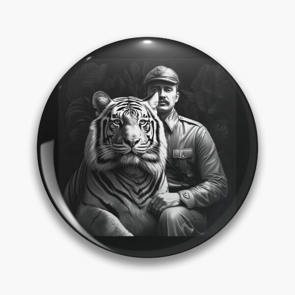 Item preview, Black and White Tiger with Vintage Explorer designed and sold by inkoutninja.