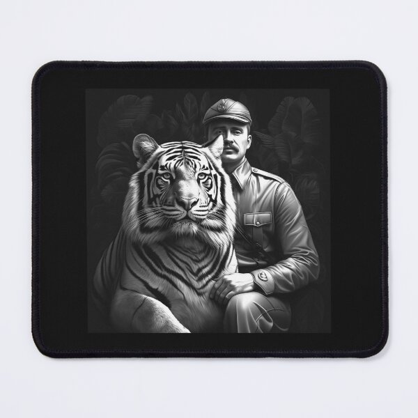 Item preview, Black and White Tiger with Vintage Explorer designed and sold by inkoutninja.