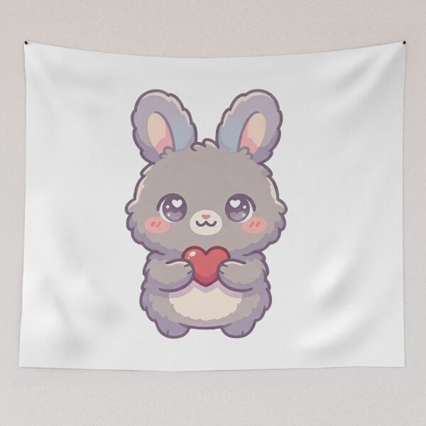 Item preview, Lovable Bunny Holding a Heart designed and sold by HoloHugDesigns.