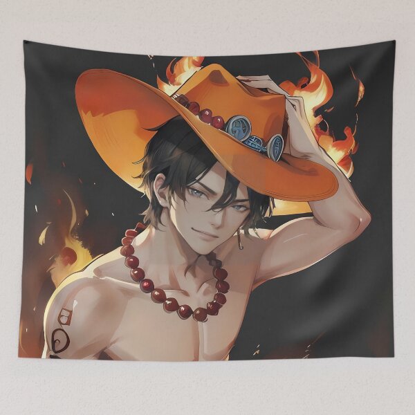 Item preview, Portgas D Ace One Piece Orange Hat Flame Smile designed and sold by SubtextandSass.