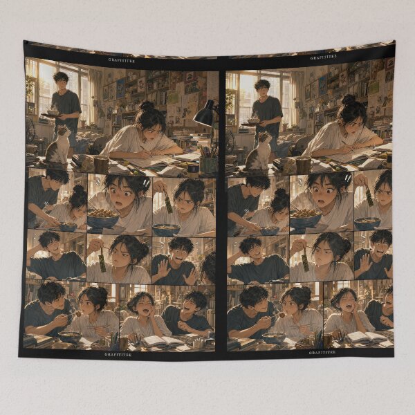 Item preview, Student Life Cozy Reading Room Comic Print designed and sold by Grafititee.