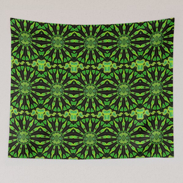 Item preview, Green and Black tribal kaleidoscope pattern designed and sold by jaynerushton.