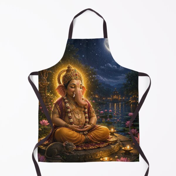 Item preview, Humility Over Pride – Meditating Lord Ganesha Beneath the Moon | Hindu Mythology Art Print designed and sold by Homyar.