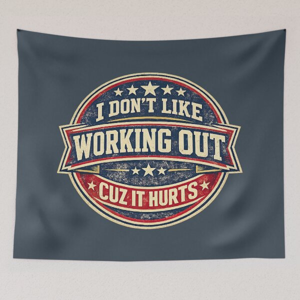 Item preview, I Don't Like Working Out Cuz It Hurts, Vintage Sports Badge designed and sold by graphic-genie.
