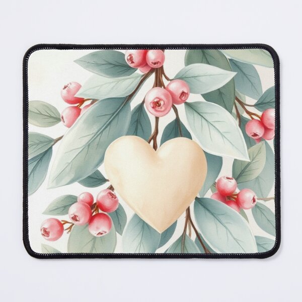 Item preview, Watercolor Heart with Pastel Berries and Leaves designed and sold by Vida e Arte.