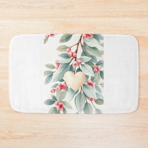 Item preview, Watercolor Heart with Pastel Berries and Leaves designed and sold by Vida e Arte.