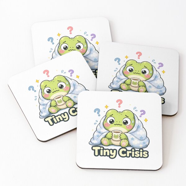 Item preview, Tiny Crisis Frog Sticker – Anxious Cute Frog designed and sold by InkWanderStudio.