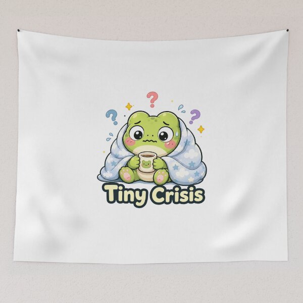Item preview, Tiny Crisis Frog Sticker – Anxious Cute Frog designed and sold by InkWanderStudio.