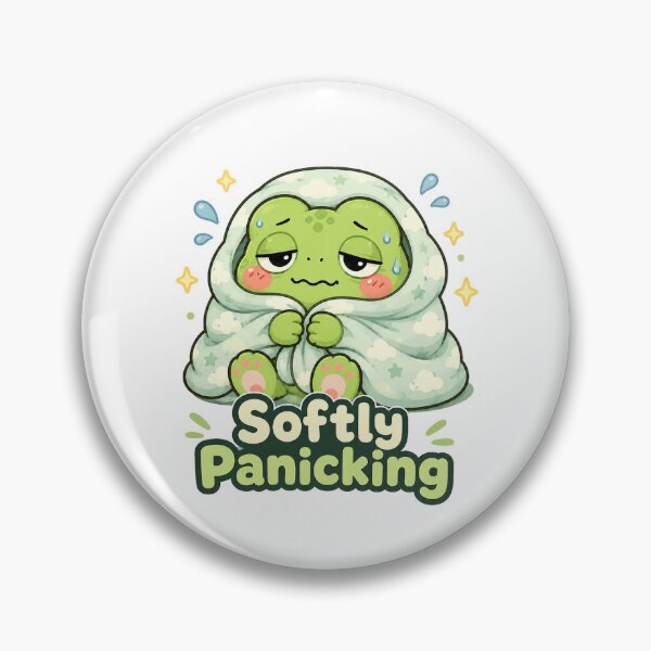 Item preview, Softly Panicking Frog Sticker – Cute Anxiety Frog designed and sold by InkWanderStudio.