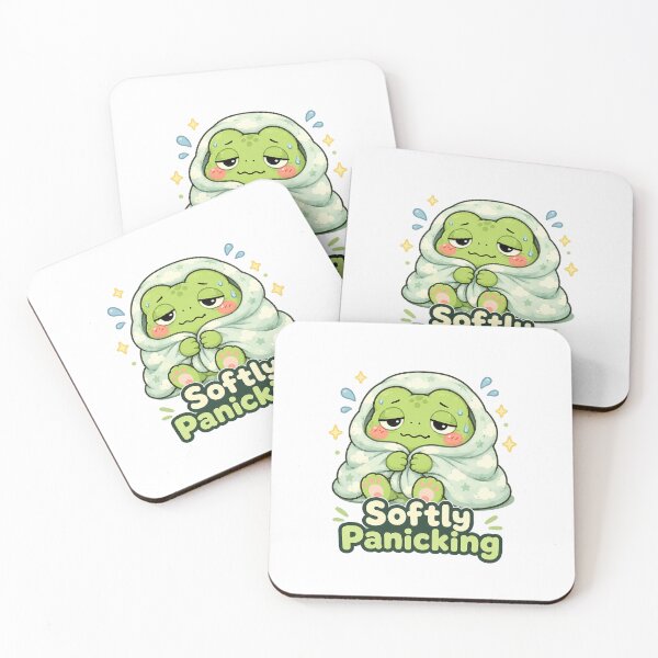 Item preview, Softly Panicking Frog Sticker – Cute Anxiety Frog designed and sold by InkWanderStudio.