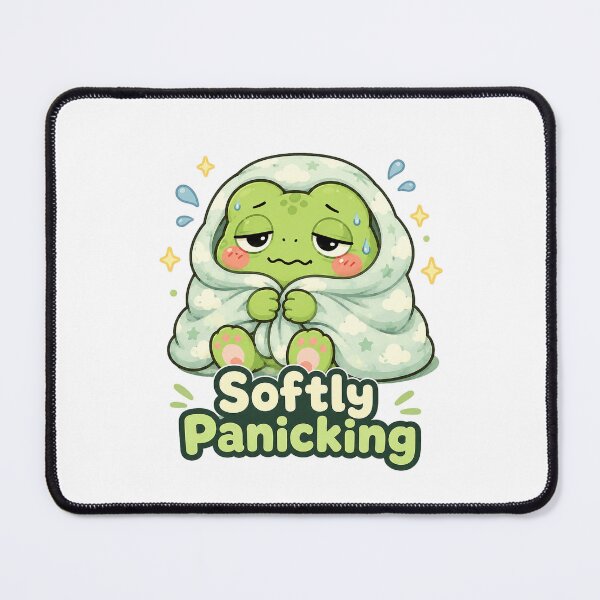 Item preview, Softly Panicking Frog Sticker – Cute Anxiety Frog designed and sold by InkWanderStudio.