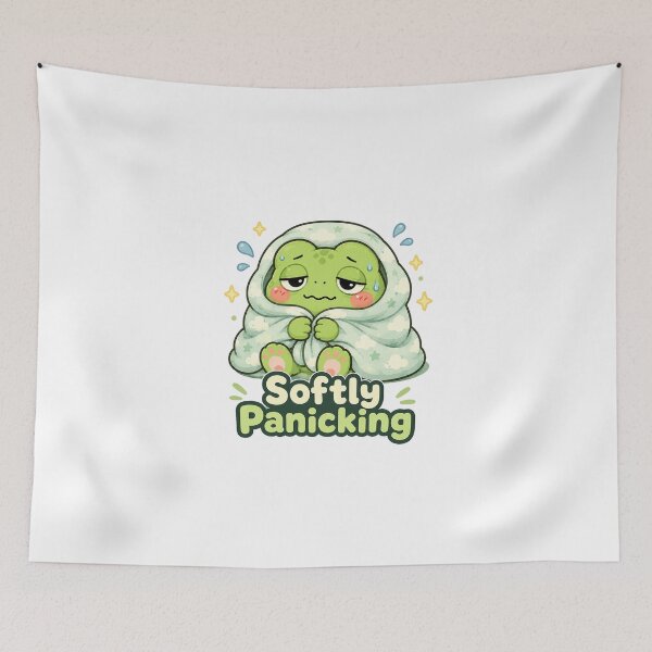 Item preview, Softly Panicking Frog Sticker – Cute Anxiety Frog designed and sold by InkWanderStudio.