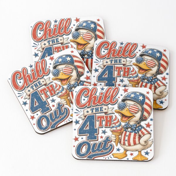Item preview, Chill The 4th Out Patriotic Duck Ice Cream Illustration designed and sold by LunaPixelStudio.