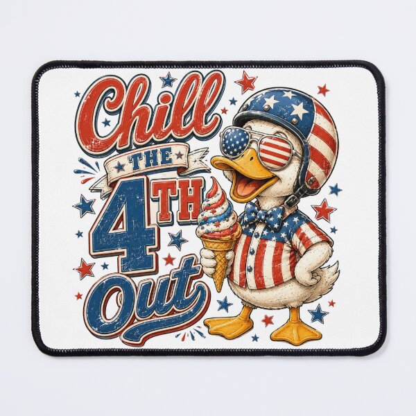 Item preview, Chill The 4th Out Patriotic Duck Ice Cream Illustration designed and sold by LunaPixelStudio.