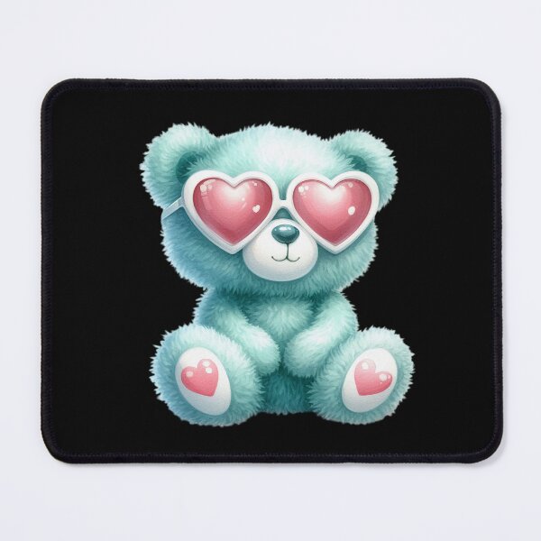 Item preview, Cute Turquoise Teddy Bear with Pink Heart Shaped Sunglasses  designed and sold by SweetLilith.