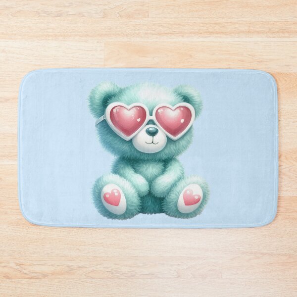 Item preview, Cute Turquoise Teddy Bear with Pink Heart Shaped Sunglasses  designed and sold by SweetLilith.