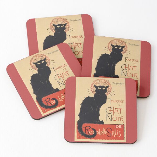 Item preview, Vintage black cat art nouveau French illustration designed and sold by glenpap.