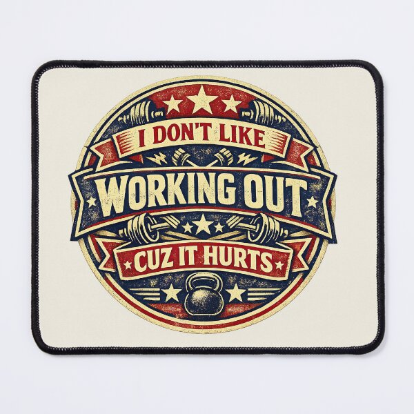 Item preview, I Don't Like Working Out Cuz It Hurts, Vintage Gym Crest designed and sold by graphic-genie.