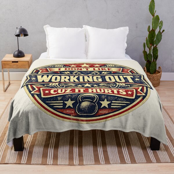Item preview, I Don't Like Working Out Cuz It Hurts, Vintage Gym Crest designed and sold by graphic-genie.