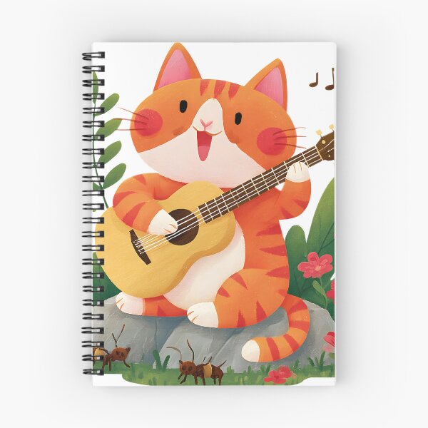 Item preview, Cute Orange Cat Playing Guitar and Singing Sticker designed and sold by AMIDATORA.