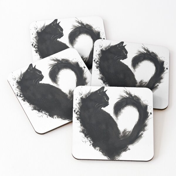 Item preview, Black Cat Heart – Elegant Feline Love Silhouette designed and sold by UUniqueIImprint.