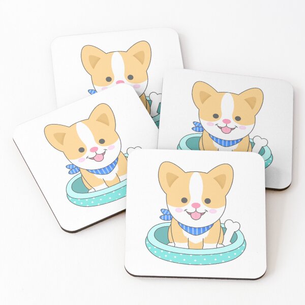 Item preview, Cute Puppy Sitting in Pet Bed with Bone Toy Cartoon Character designed and sold by nuchz.