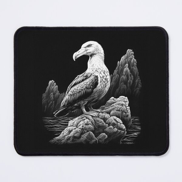 Item preview, Black and White Albatross on Coastal Rocks designed and sold by inkoutninja.