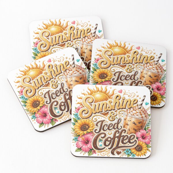 Artikelvorschau, Illustration von Sonnenschein und Eiskaffee – ein sommerliches Getränk entworfen und verkauft von LunaPixelStudio.