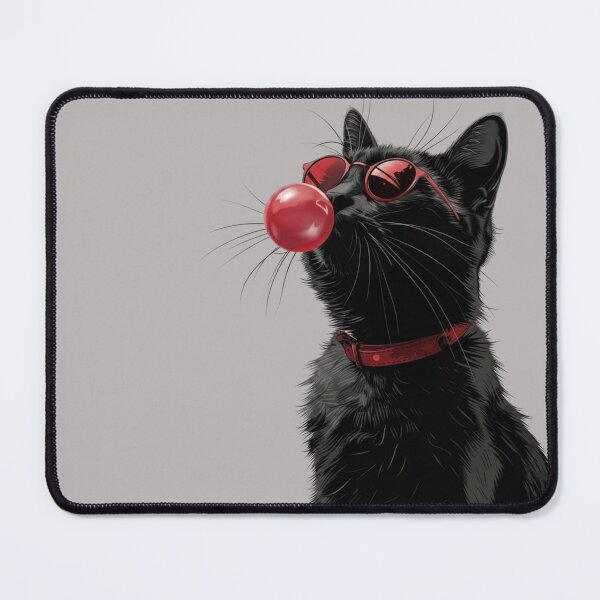 Item preview, Cool Black Cat – Bubble Gum & Red Sunglasses designed and sold by UUniqueIImprint.