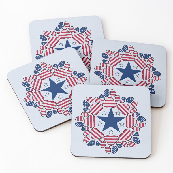 Item preview, Patriotic paws and blue stars mandala art designed and sold by Doodles Down South.