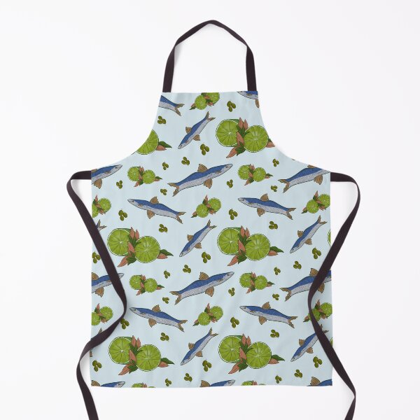 Item preview, Mediterranean Fish & Lime Pattern | Coastal Kitchen Art designed and sold by Zymetryart.